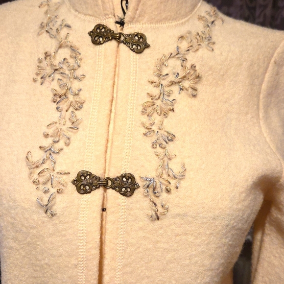 Coldwater Creek Elegant Cream Embroidered Women's Jacket - Picture 3 of 6